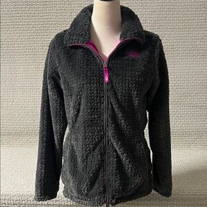 The North Face Kids charcoal Jacket with Pink Lining